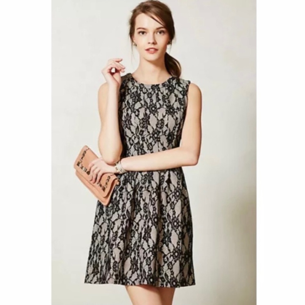 Anthropologie HD in Paris Violante Dress Women’s Size M Floral Lace Pleated
